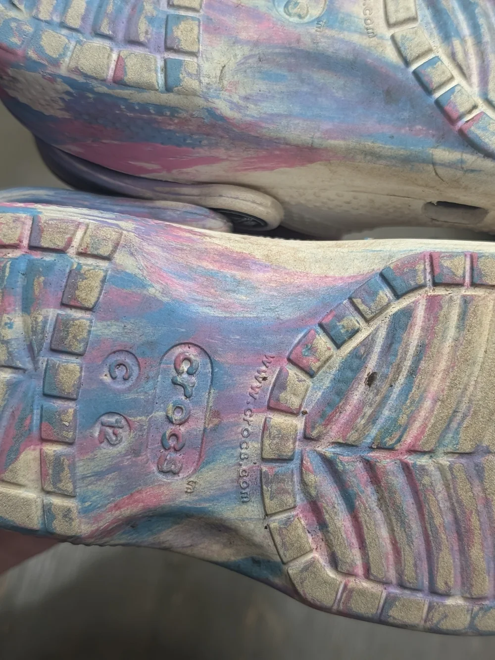 CROCS Kids Marbled Pastel Blue Pink Purple Clogs